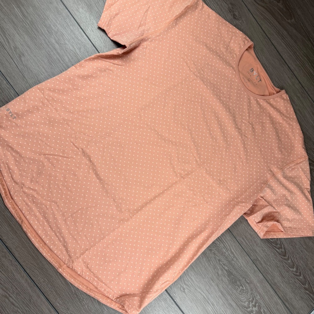 BYLT Mens Drop Cut Lux Tee Polka Dot Peach XXL